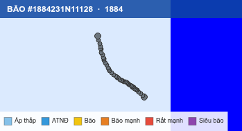 Quỹ đạo di chuyển của BÃO #1884231N11128 (1884)