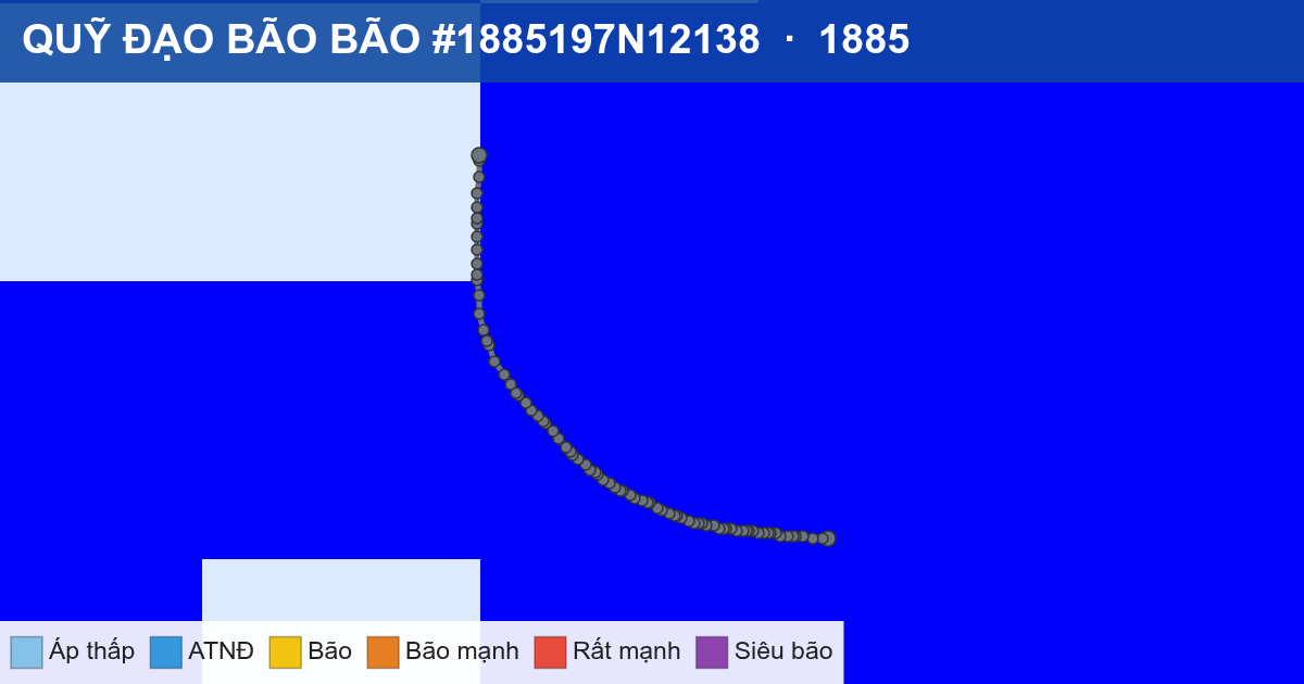 Quỹ đạo di chuyển của BÃO #1885197N12138 (1885)