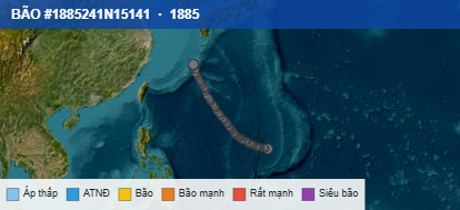 Quỹ đạo di chuyển của BÃO #1885241N15141 (1885)