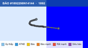 Quỹ đạo di chuyển của BÃO #1892298N14144 (1892)