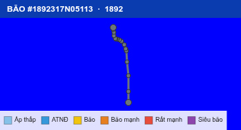 Quỹ đạo di chuyển của BÃO #1892317N05113 (1892)