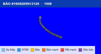 Quỹ đạo di chuyển của BÃO #1908285N13129 (1908)