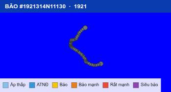 Quỹ đạo di chuyển của BÃO #1921314N11130 (1921)