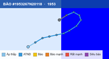 Quỹ đạo di chuyển của BÃO #1953267N20118 (1953)