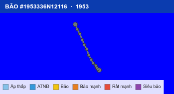 Quỹ đạo di chuyển của BÃO #1953336N12116 (1953)