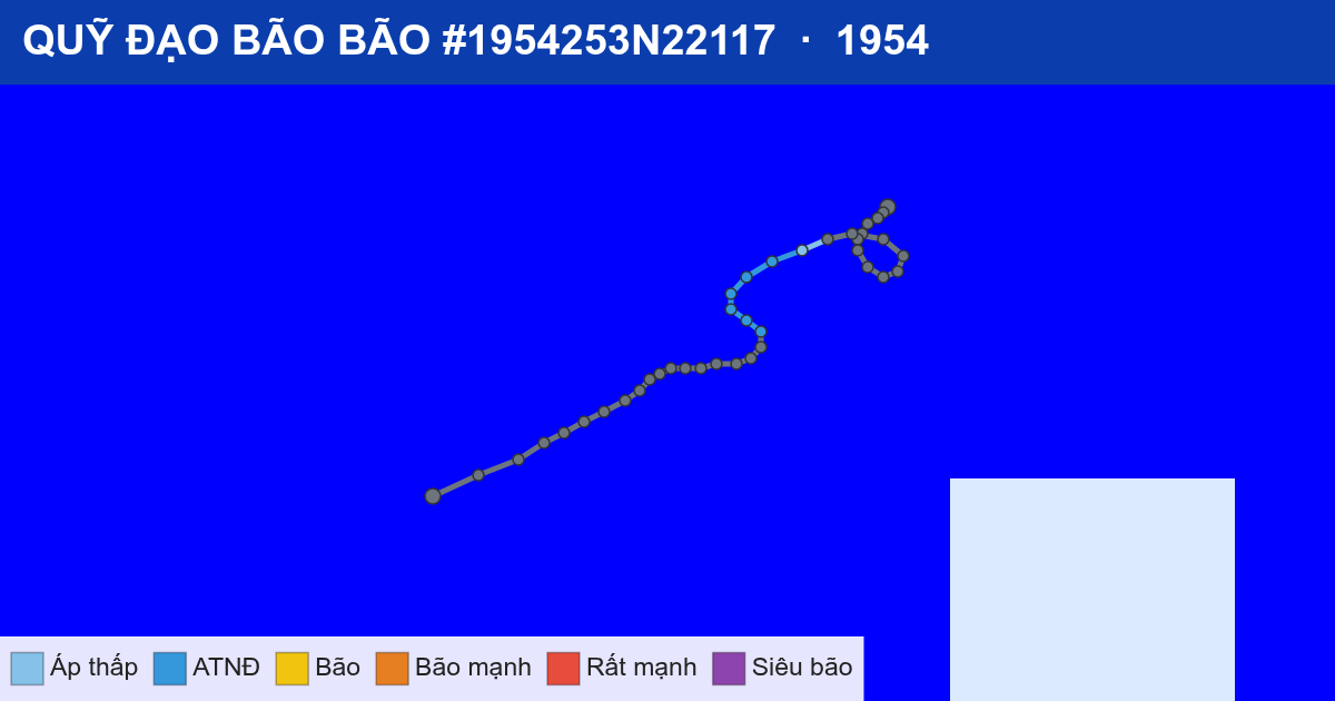 Quỹ đạo di chuyển của BÃO #1954253N22117 (1954)