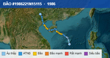 Quỹ đạo di chuyển của BÃO #1986221N15115 (1986)
