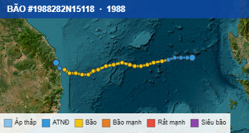 Quỹ đạo di chuyển của BÃO #1988282N15118 (1988)