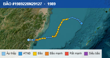 Quỹ đạo di chuyển của BÃO #1989228N29127 (1989)