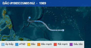 Quỹ đạo di chuyển của BÃO #1989335N05162 (1989)