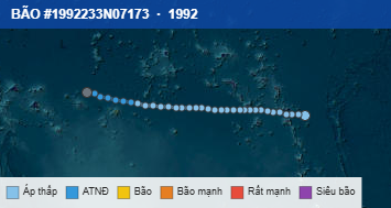 Quỹ đạo di chuyển của BÃO #1992233N07173 (1992)