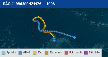 Quỹ đạo di chuyển của BÃO #1996309N21175 (1996)