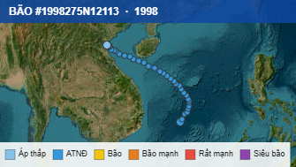 Quỹ đạo di chuyển của BÃO #1998275N12113 (1998)