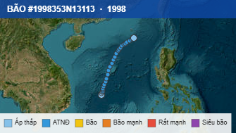 Quỹ đạo di chuyển của BÃO #1998353N13113 (1998)