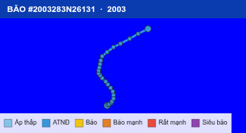 Quỹ đạo di chuyển của BÃO #2003283N26131 (2003)