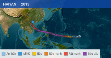 Quỹ đạo di chuyển của HAIYAN (2013)