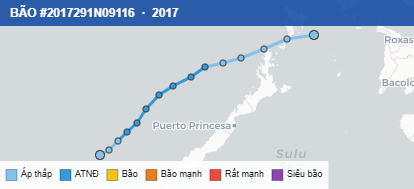 Quỹ đạo di chuyển của BÃO #2017291N09116 (2017)