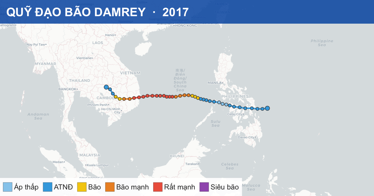 Quỹ đạo di chuyển của DAMREY (2017)