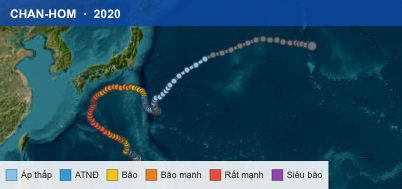 Quỹ đạo di chuyển của CHAN-HOM (2020)