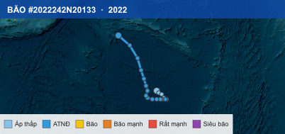 Quỹ đạo di chuyển của BÃO #2022242N20133 (2022)